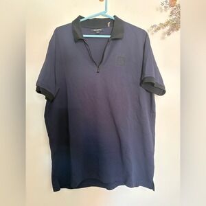 Karl Lagerfeld Paris XL -Polo Shirt Navy Textured Perform
